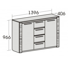 Широкий комод 1400 Элана, цвет Бодега белая Широкий комод 1400 Элана, цвет Бодега белая